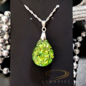 Holographic Color-Shifting Handmade Teardrop Necklace, Pendant